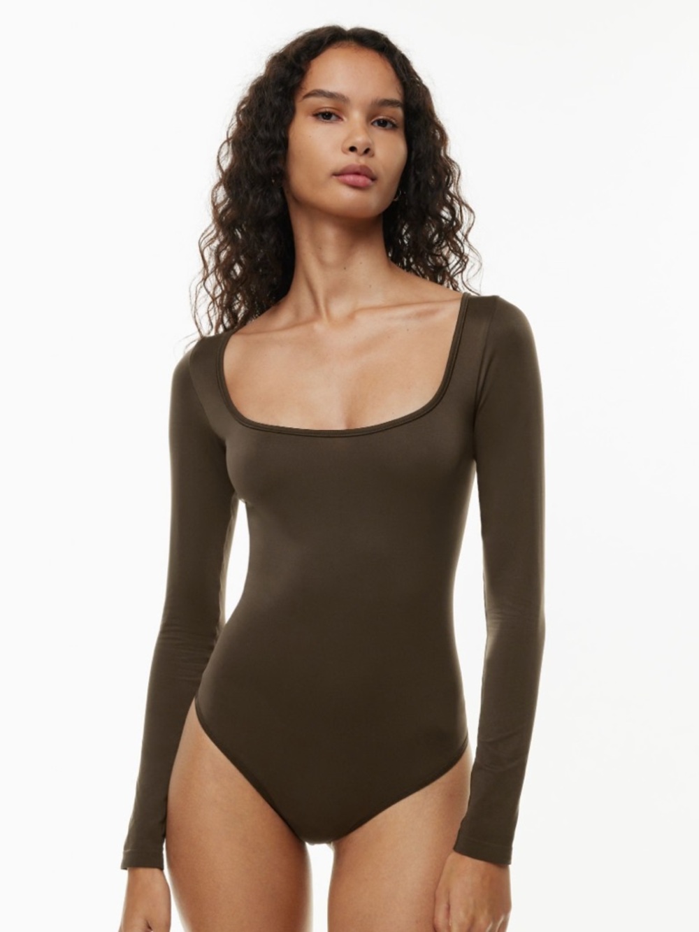 Aritzia Smooth Seamless Longsleeve Bodysuit — Olive Green
